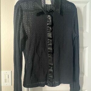 Dolce & Gabbana Black Lace Button-Up Top